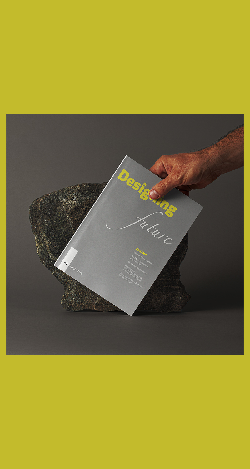 Interior Magazine Layout development, shows typograpy